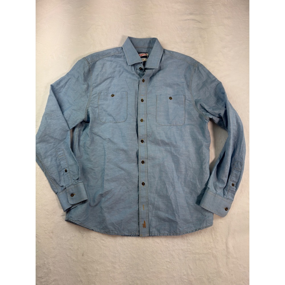 Johnnie-O Hangin Out Mens Medium Blue Long Sleeve Button Down Shirt J3-2351